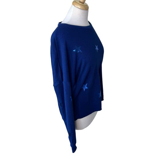 Michael Lauren Star Foil Travis Crop Pullover Color: Deep Blue Size SMALL - Picture 9 of 14